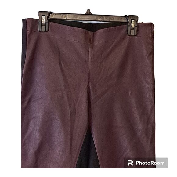 Vintage Tommy Hilfiger Dark Red Brown Leather Pants with Black Fabric - Sz 10 - Picture 2 of 14
